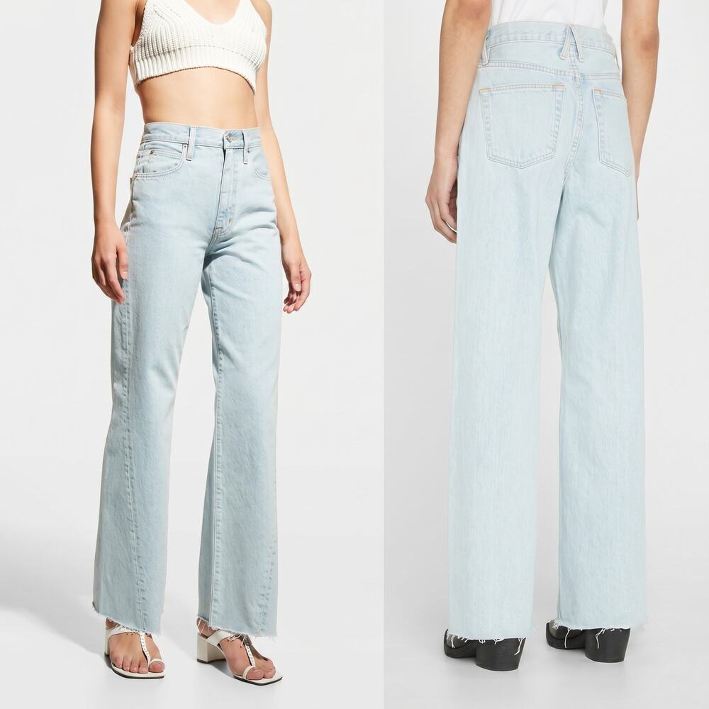 SLVRLAKE Grace Wide Leg Denim Jeans twisted seam Hard Luck wash 24